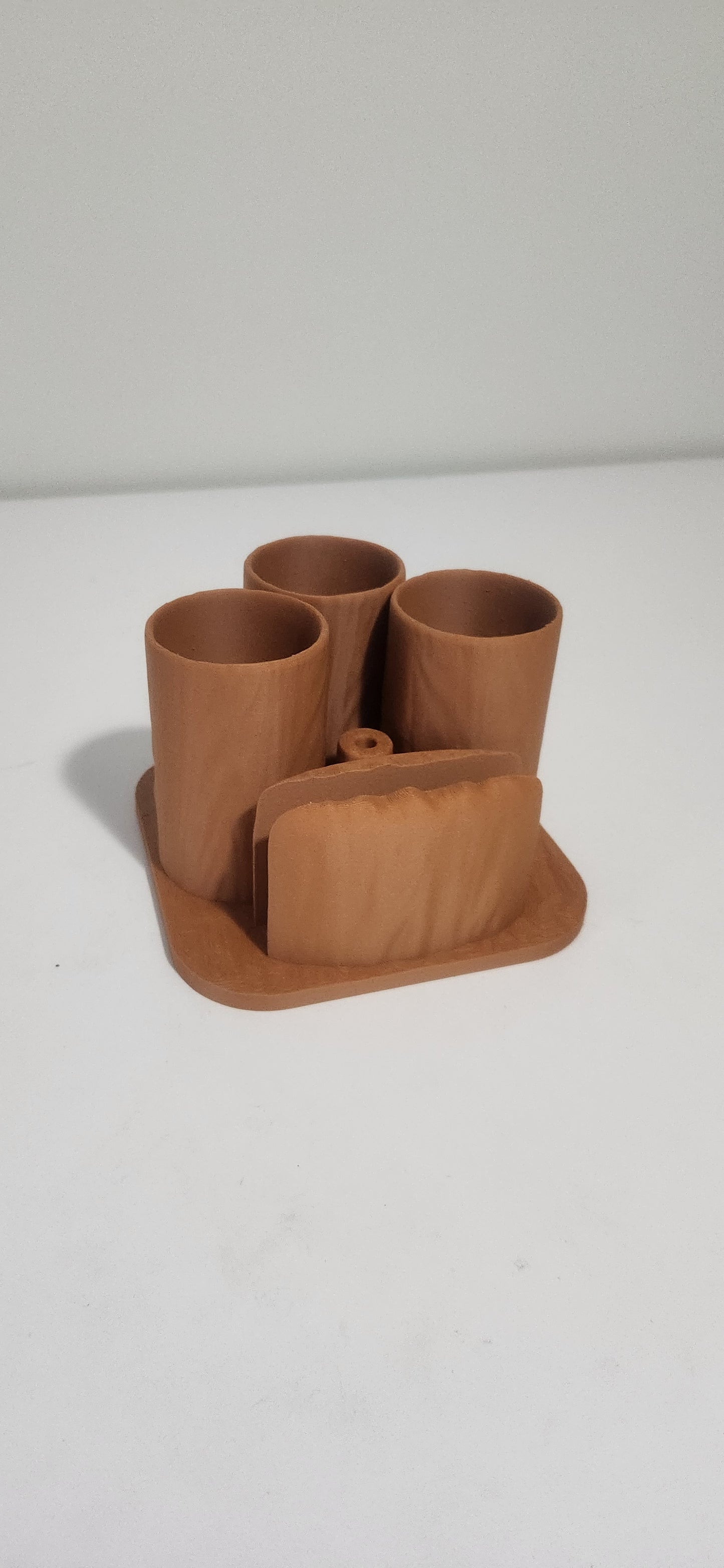 Wood-texture napkin and utensil holder decoration