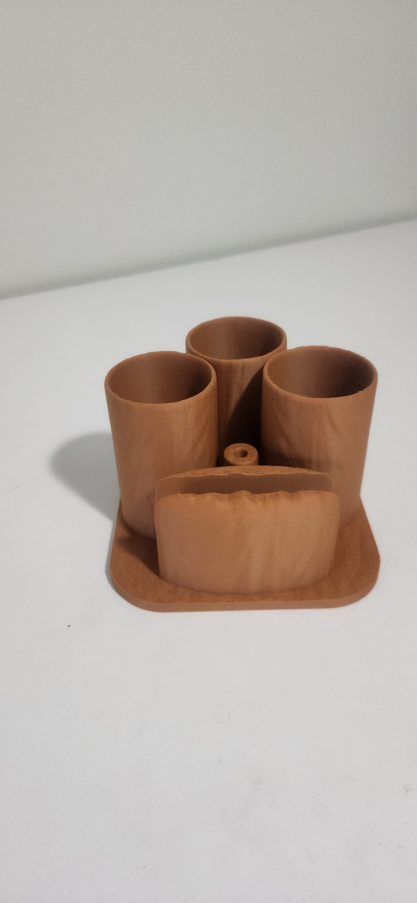 Wood-texture napkin and utensil holder decoration