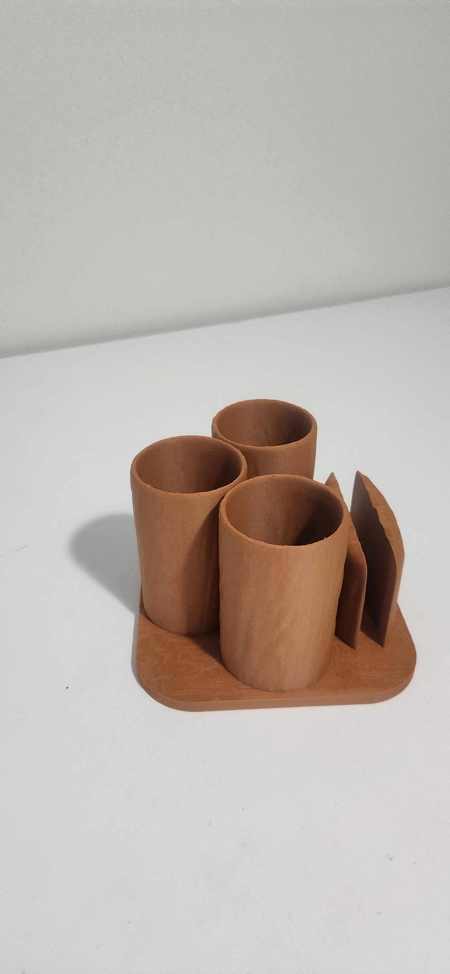 Wood-texture napkin and utensil holder decoration