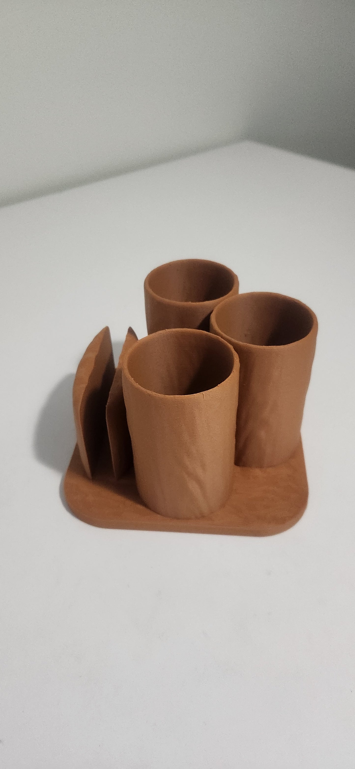Wood-texture napkin and utensil holder decoration