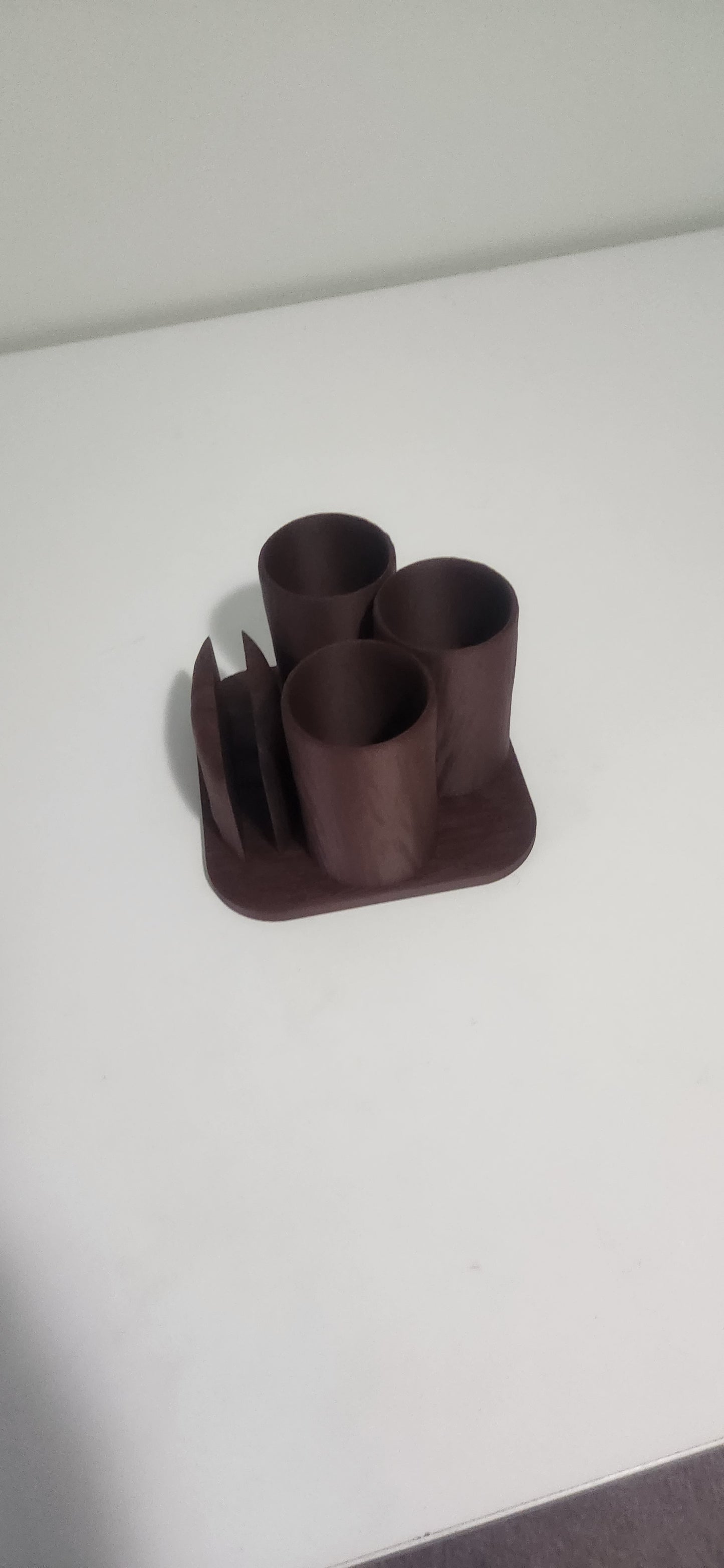Wood-texture napkin and utensil holder decoration